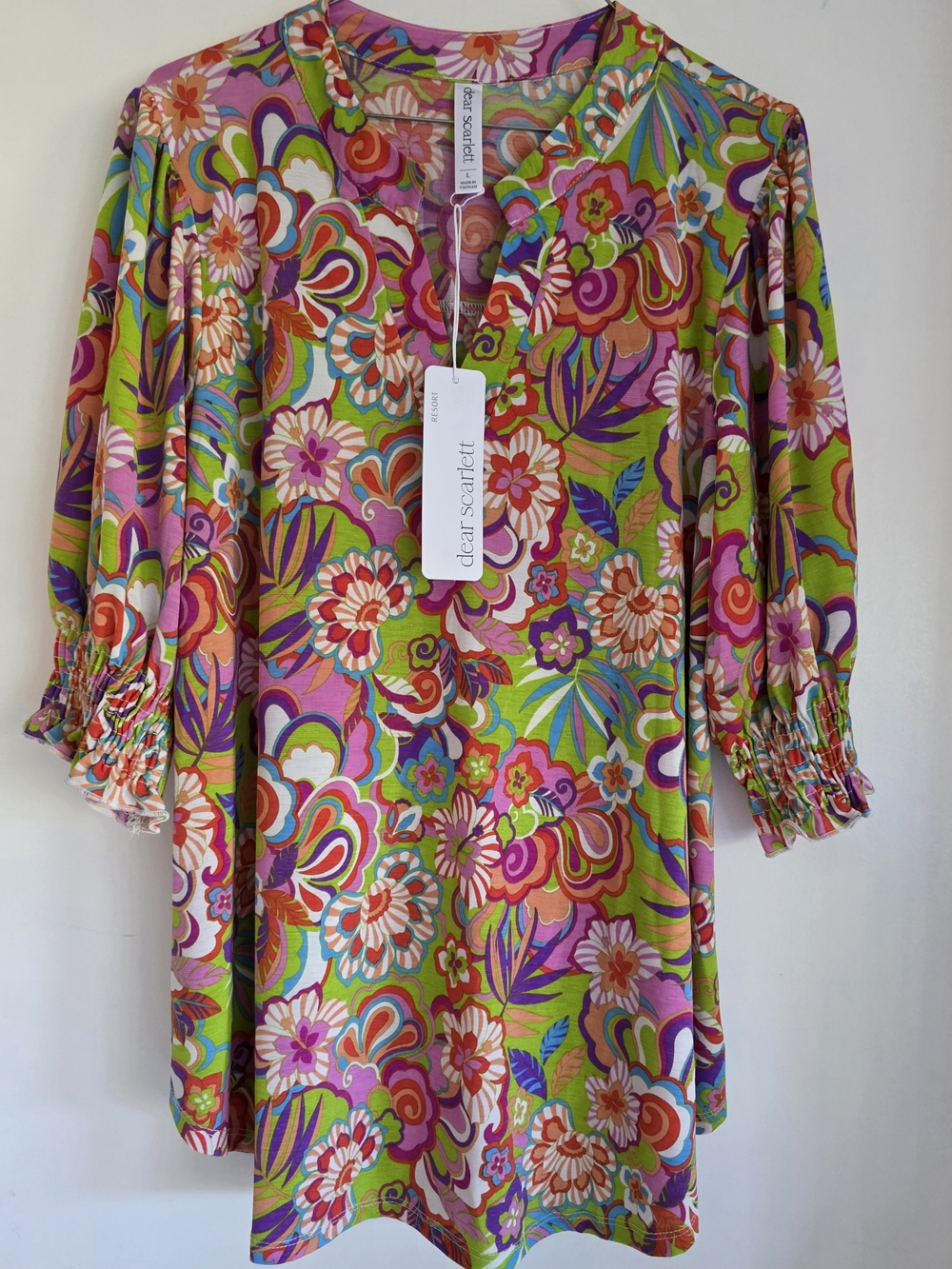 Dear Scarlett Floral Tunic Top in Bright Multi - Large